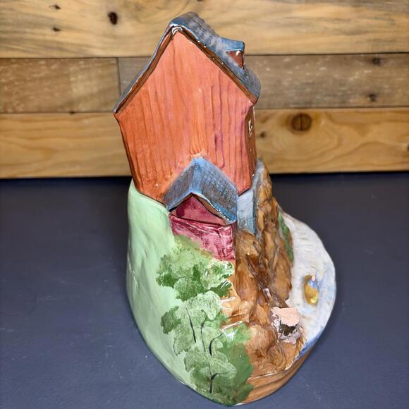 Rick Wisecarver Vintage Old Mill Cookie Jar Folk Art Americana Rustic Pottery - Picture 3 of 9